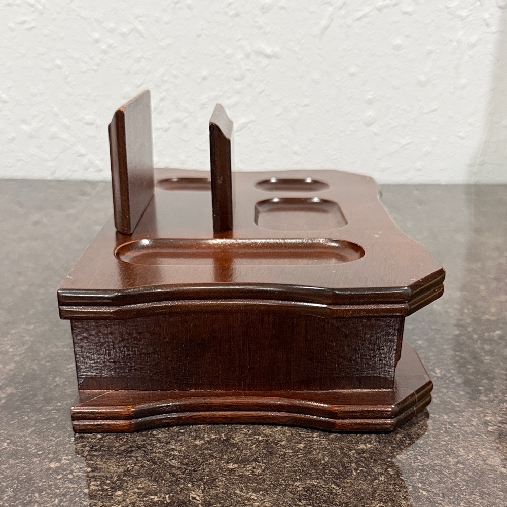 Vintage Wooden Valet Jewelry Box Organizer Drawer Velvet Wallet Mid-Century - Picture 3 of 11